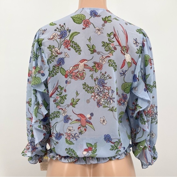 NWT Nanette Lepore Blue Paradise Dreaming Sheer Blouse Top Size Medium - Picture 3 of 13